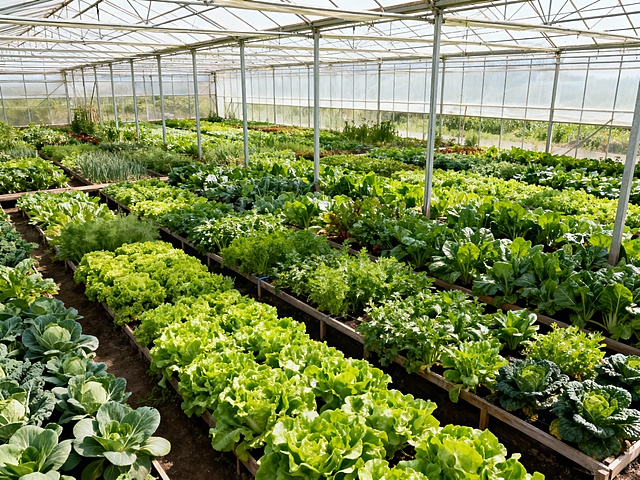 大型农场，搭建蔬菜大棚里面蔬菜繁茂