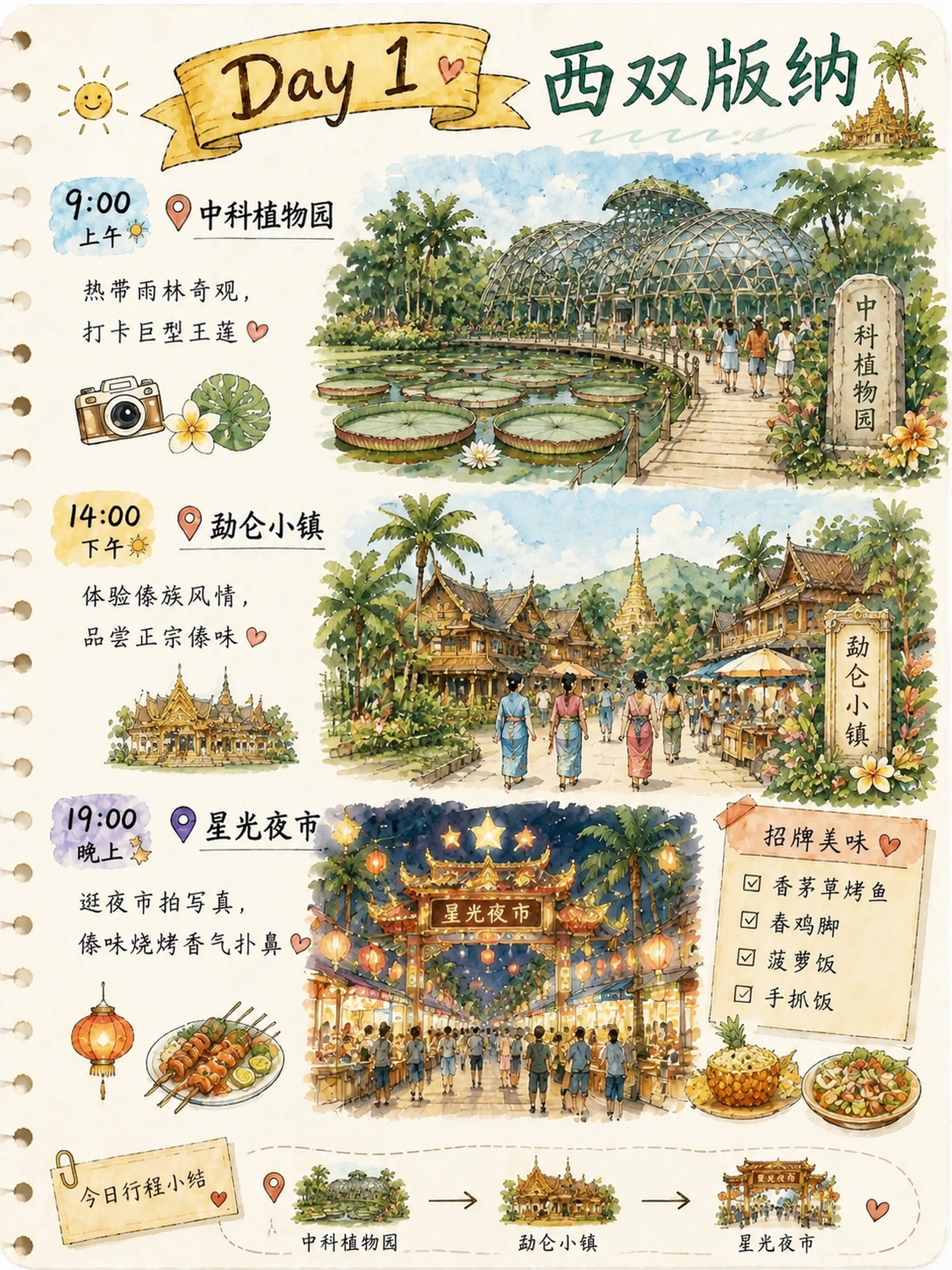 水彩手绘风旅行手账海报，版式参考https://gdesign… - 图片创意预览