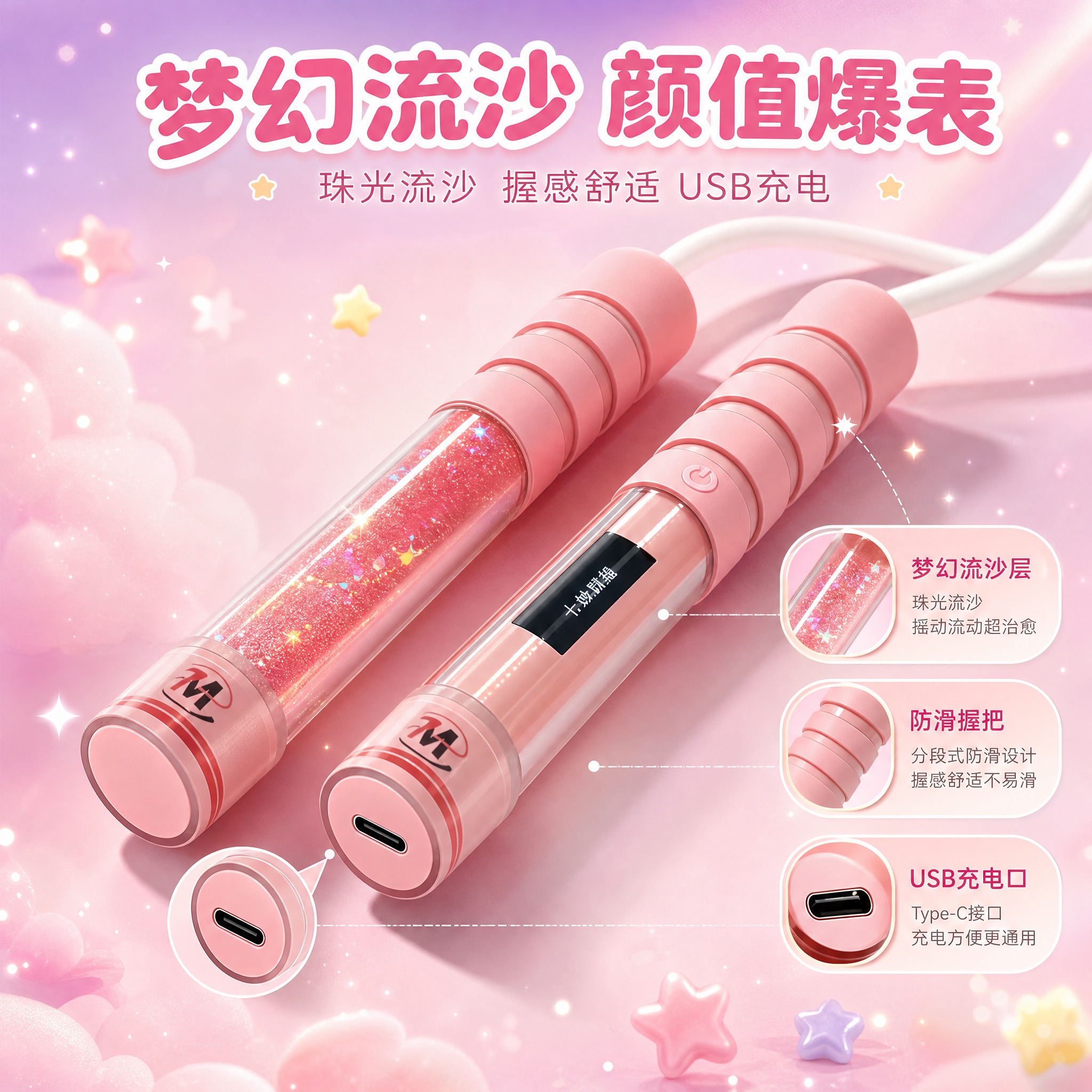 [主图-3] 材质结构与细节，展示流沙设计和手柄细节，突出颜值… - 图片创意预览