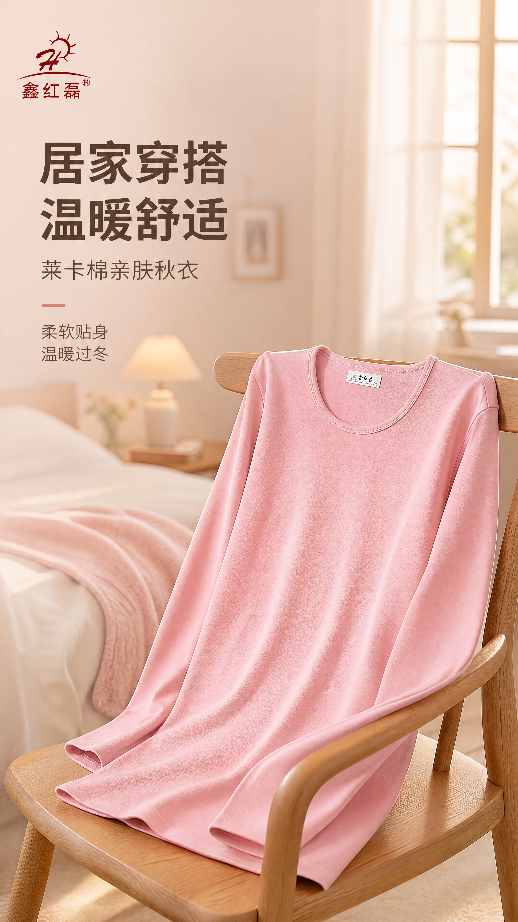 [商品] 使用【图1】【图8】鑫红磊莱卡棉浅粉秋衣；商品处理：… - 图片创意预览