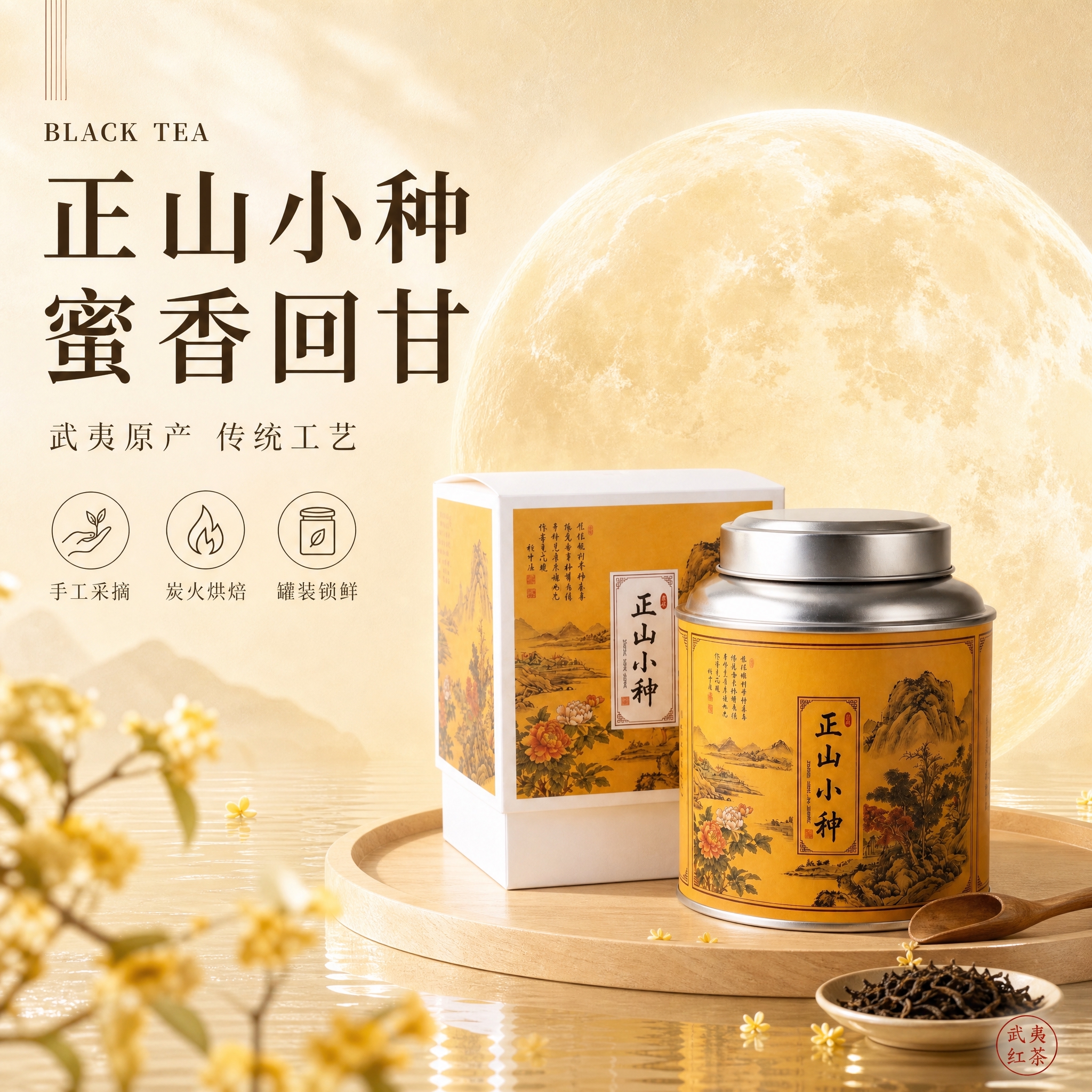基于图片翻新为明亮雅致的中秋节主图。整保留原商品、包装、品牌文… - 图片创意预览