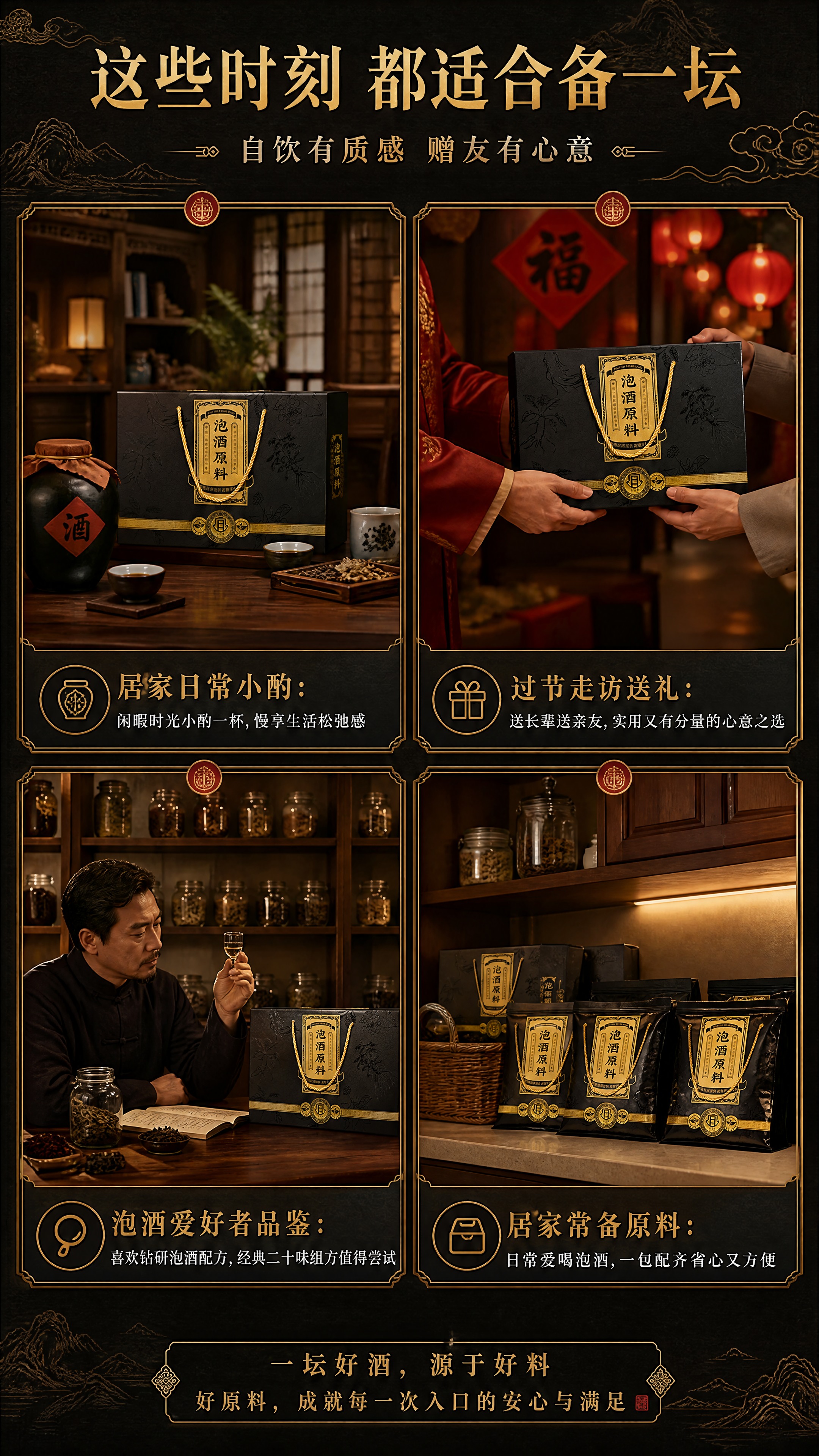 [商品] 使用【图2】黑色烫金泡酒原料礼盒；保留礼盒所有包装细… - 图片创意预览