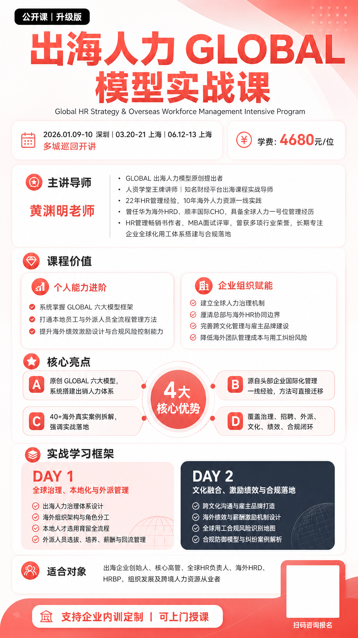竖版 9:16 企业出海人力资源高端公开课招生海报，扁平化高端… - 图片创意预览