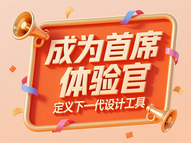 3D立体大字搭配鎏金边框与金属质感喇叭，喜庆彩带环绕，呈现高端活力的节日氛围。