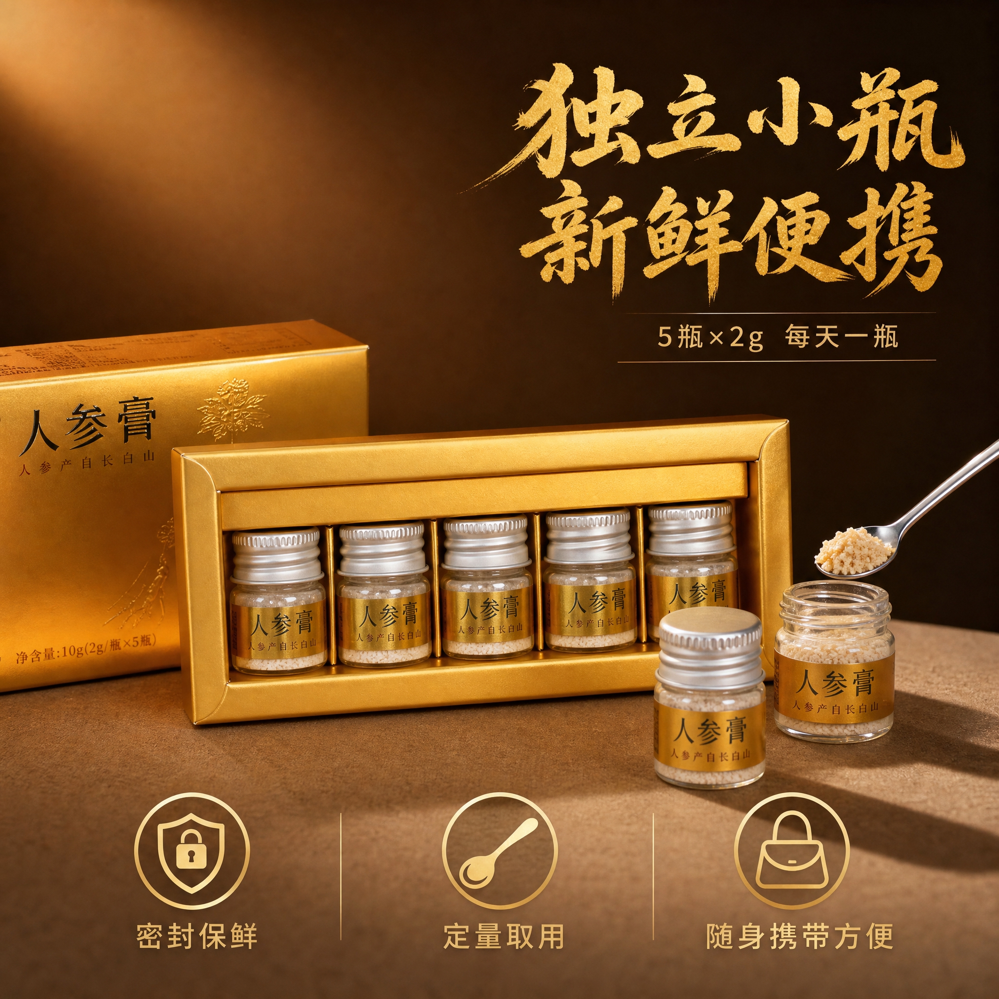 [主图-3] 云牧人参膏产品细节与独立包装展示 突出5×2g小… - 图片创意预览