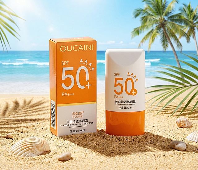 放置在沙滩上，宣传主图，防晒