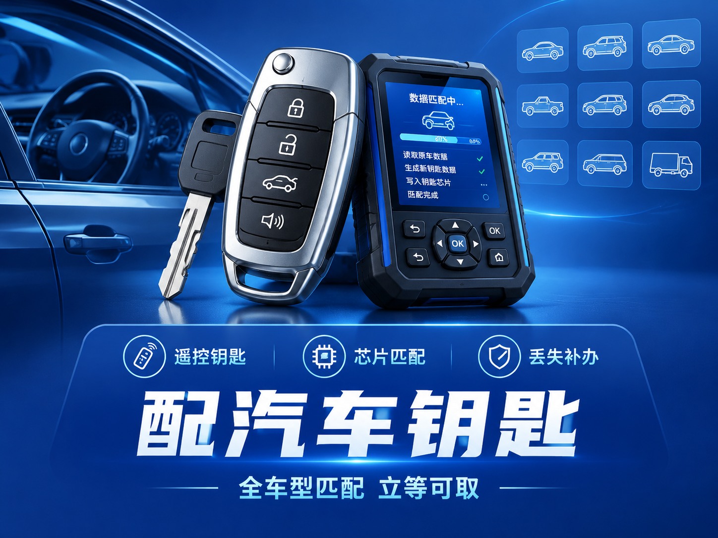 [主图-4] 配汽车钥匙服务主题主图，核心任务是展示专业配汽车… - 图片创意预览