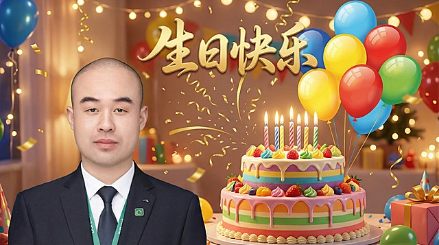 生成一个横板海报，上面有生日快乐的相关元素