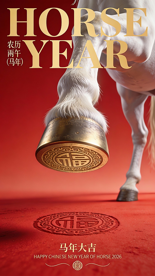 马年海报，福到