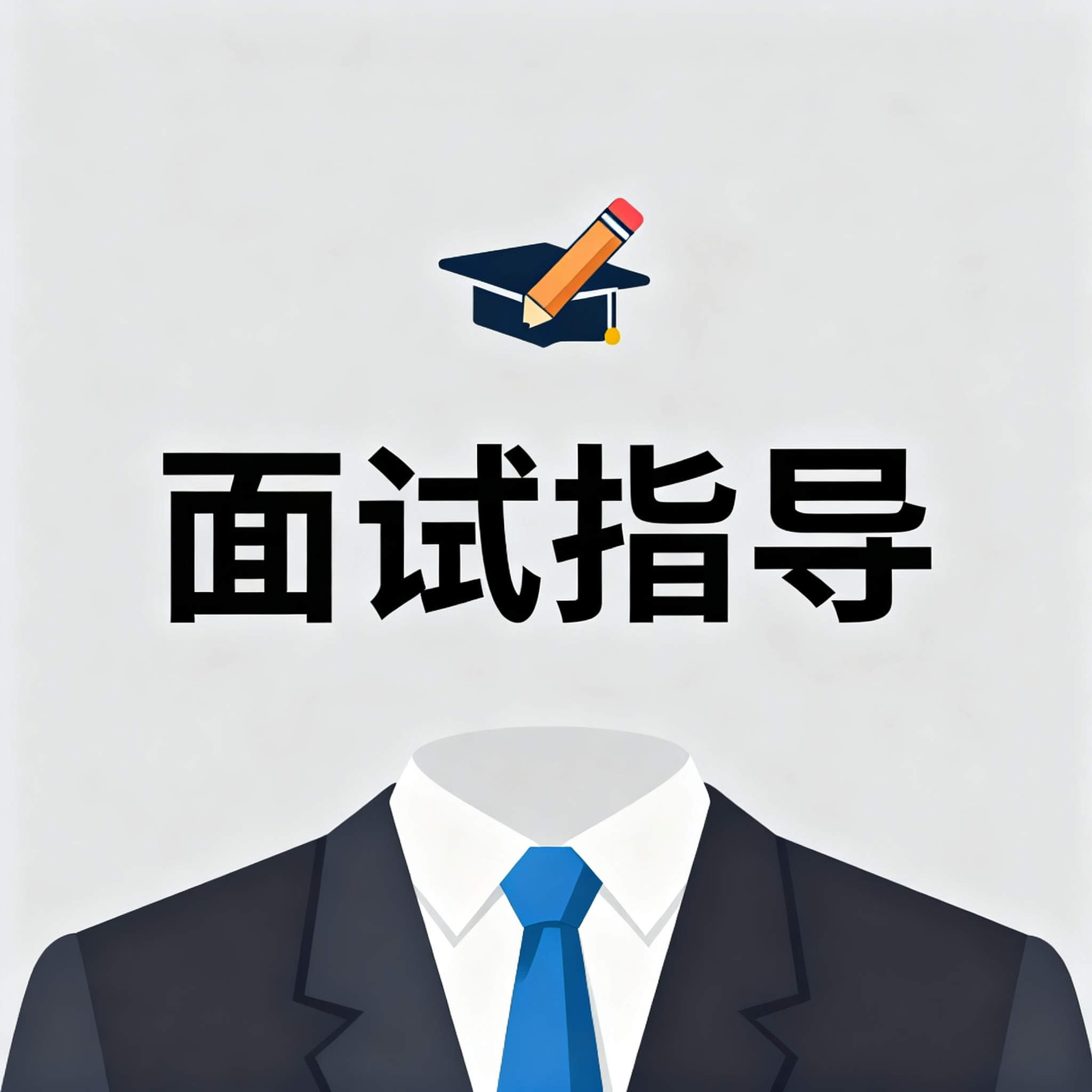 学术简约风格图片，中心文字"面试指导"，浅灰色背景搭配西装领带… - 图片创意预览
