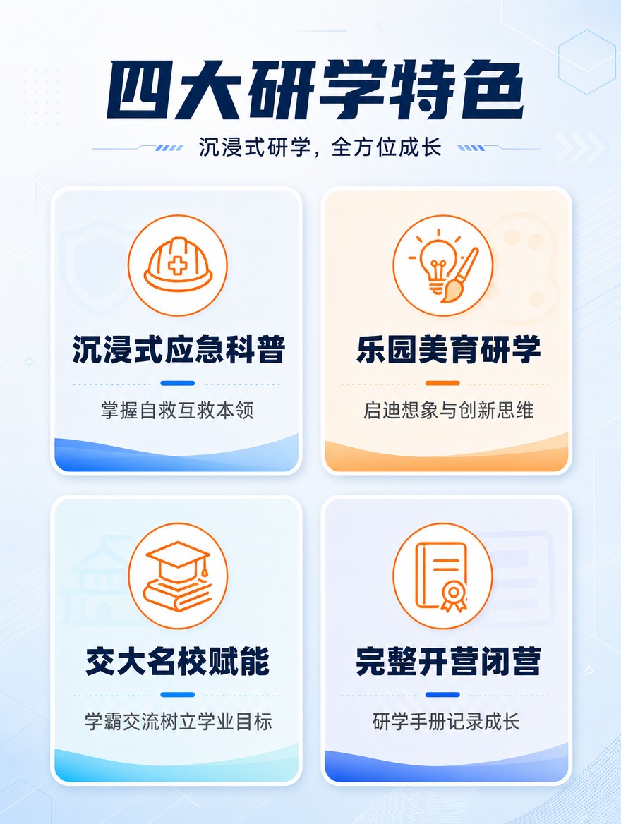 [商品] 无实物商品，教育服务类研学营产品。 [画面] 四大研… - 图片创意预览