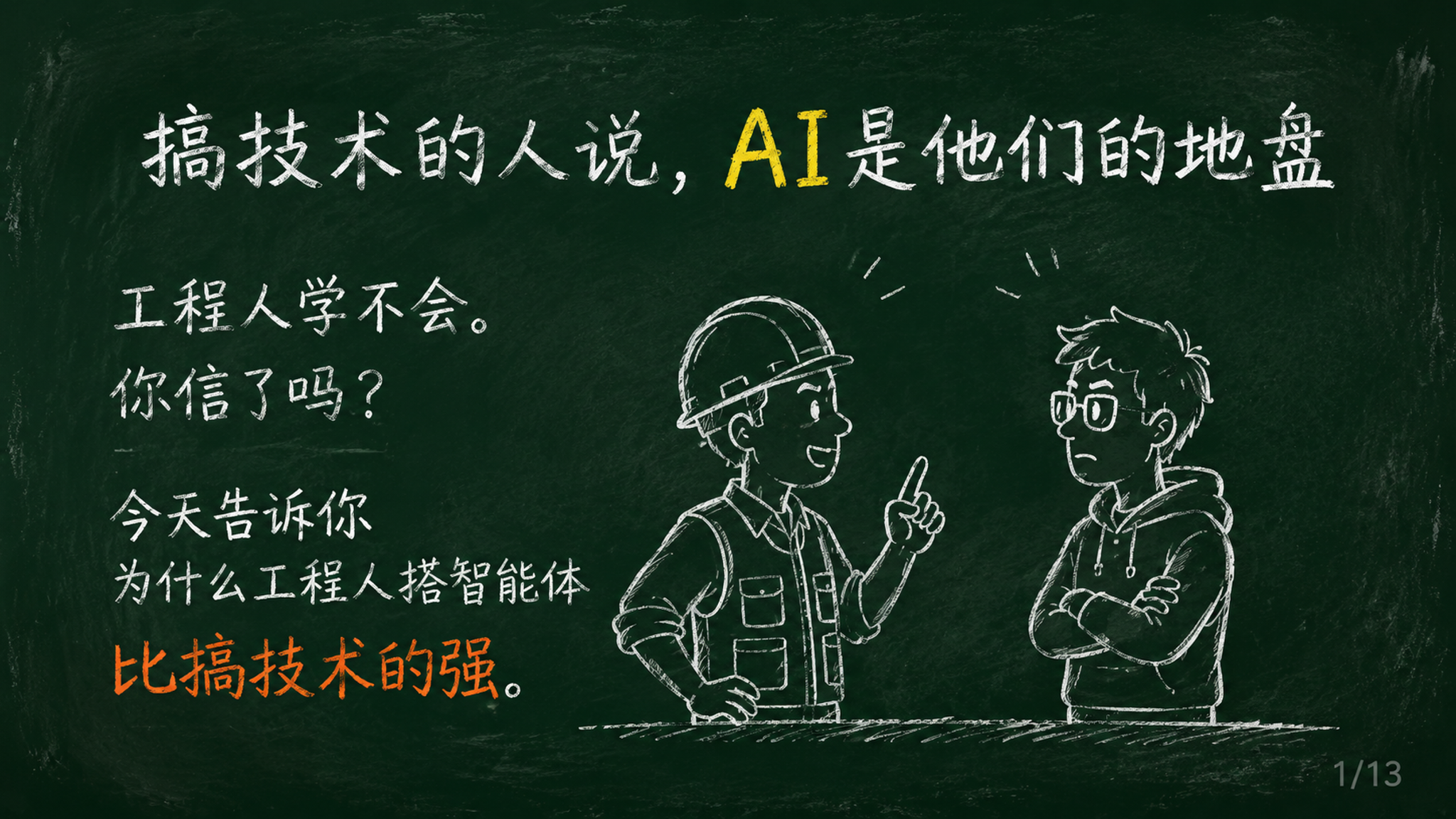 黑板报风格PPT页面，深绿色黑板背景，白色粉笔字效果，手绘简笔… - 图片创意预览