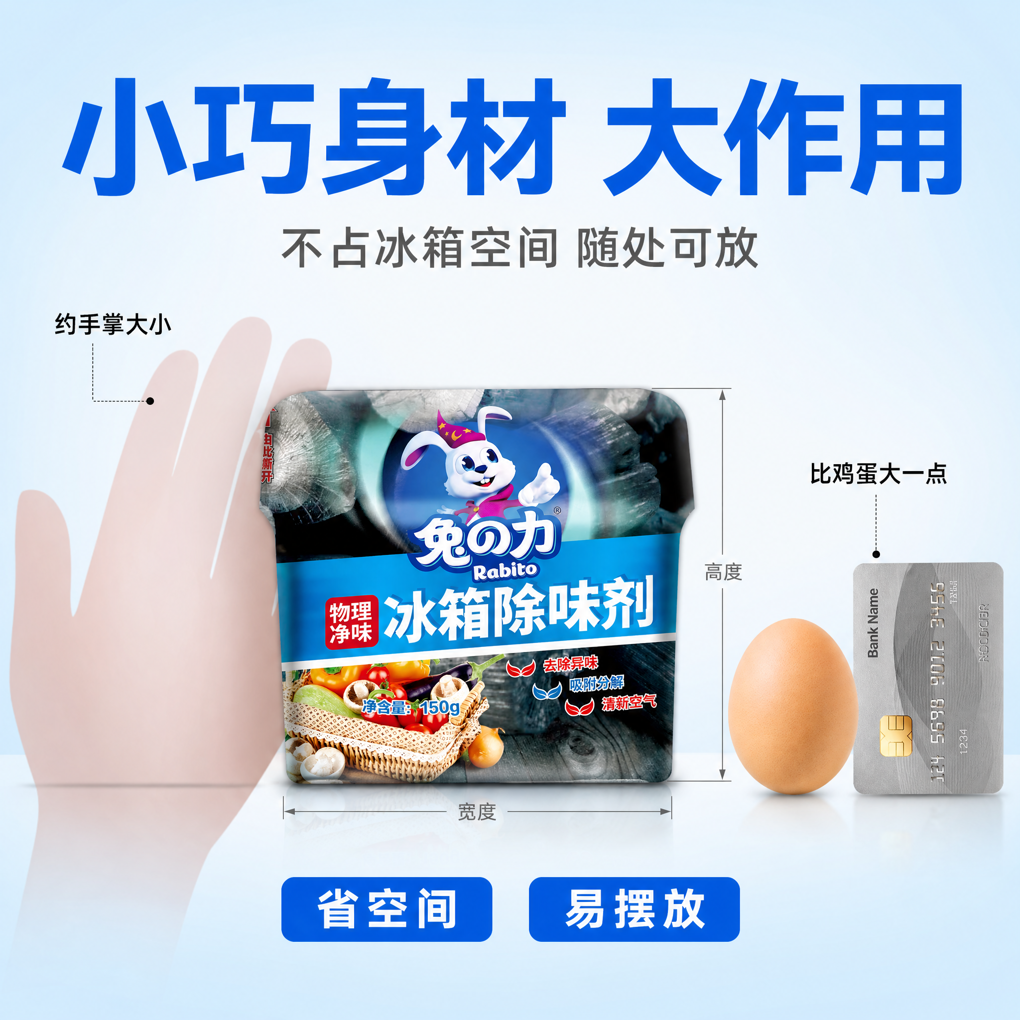 [主图-4] 产品尺寸参照图，用手掌与常见物品对比展示产品大小… - 图片创意预览