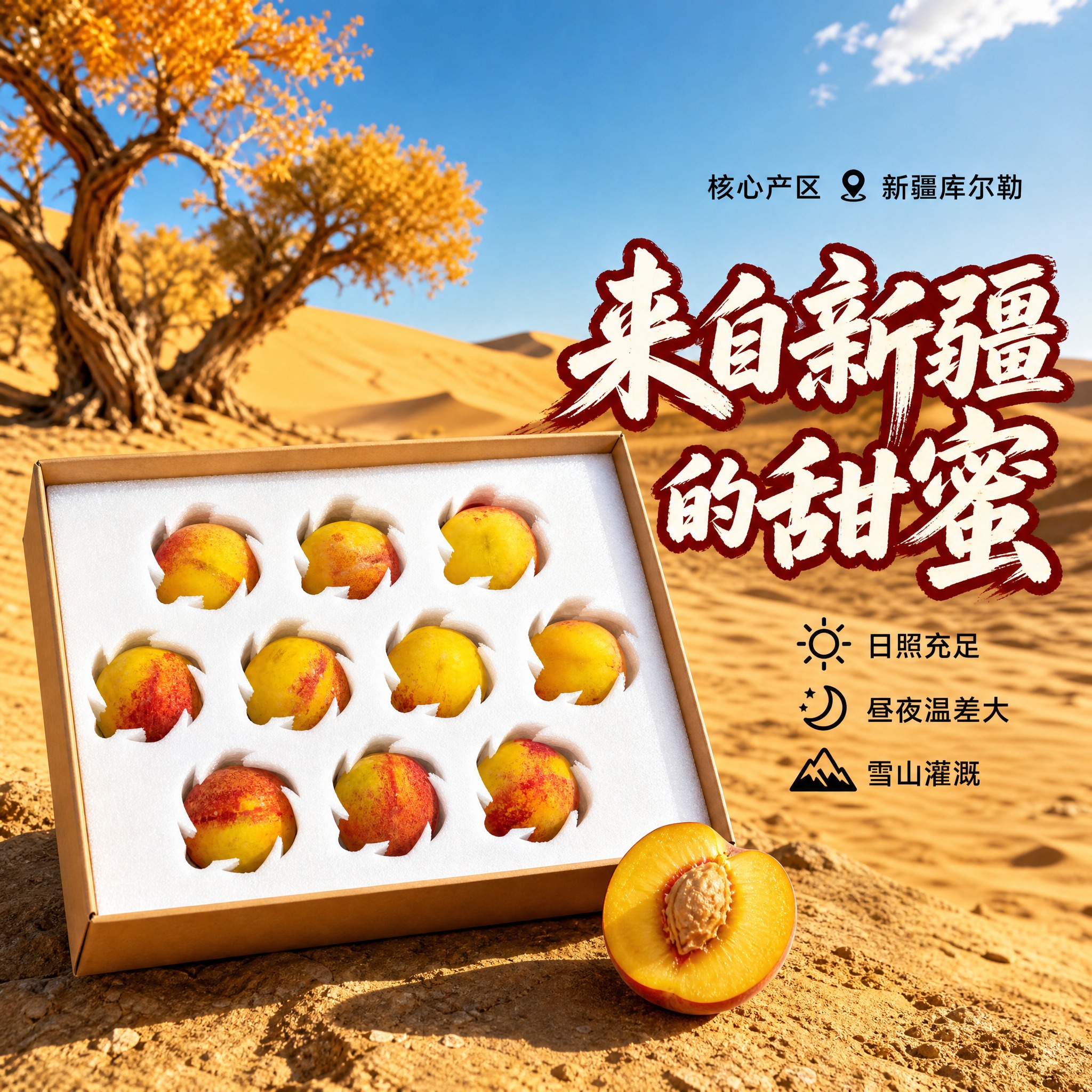 [主图-2] 新疆戈壁油桃12颗装 产地溯源品质保证 [统一基… - 图片创意预览