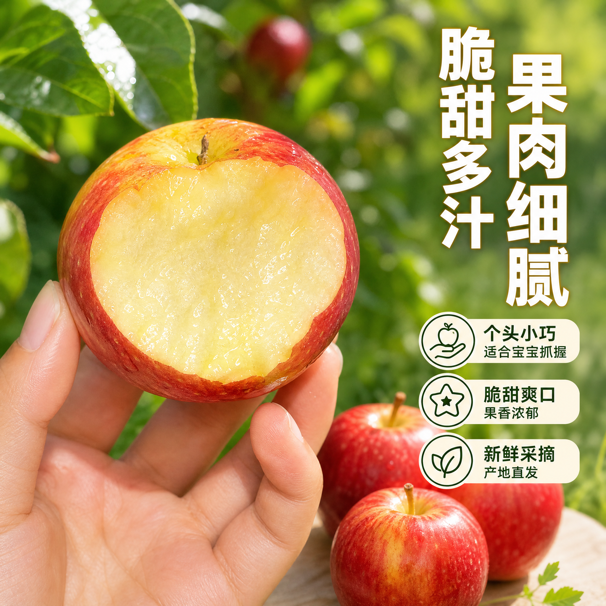 [主图-2] 新西兰樱桃小苹果核心卖点图，主打脆甜口感与果肉细… - 图片创意预览