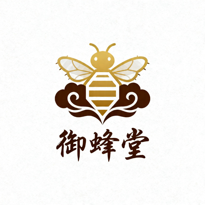 设计一个名为"御蜂堂"的蜂产品行业商标logo，整体风格简约大气，融合蜜蜂和中式传统元素，辨识度高，适合商业使用预览效果