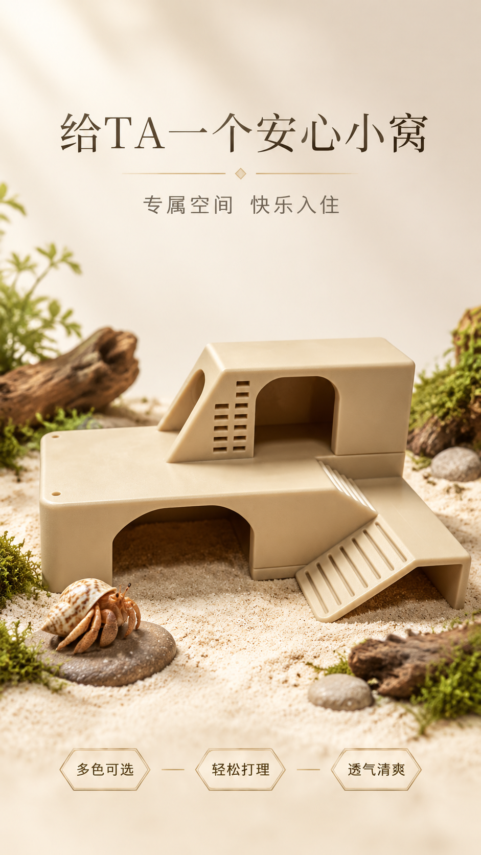 [商品] 使用【图4】暖沙米（卡其奶茶色）寄居蟹双层别墅；保留… - 图片创意预览