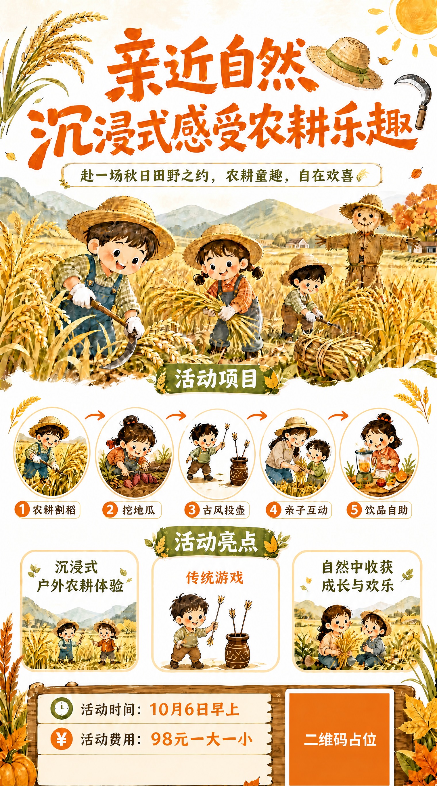 基于参考海报进行修改，保持整体版式、手绘水彩儿童插画风格、秋日… - 图片创意预览