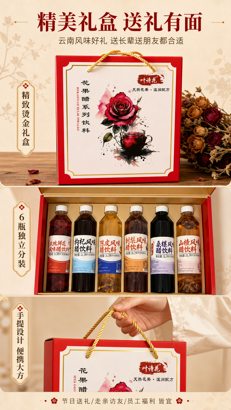 [商品] 使用【图1】中的红色手提礼盒及6瓶全套；保留礼盒红色… - 图片创意预览