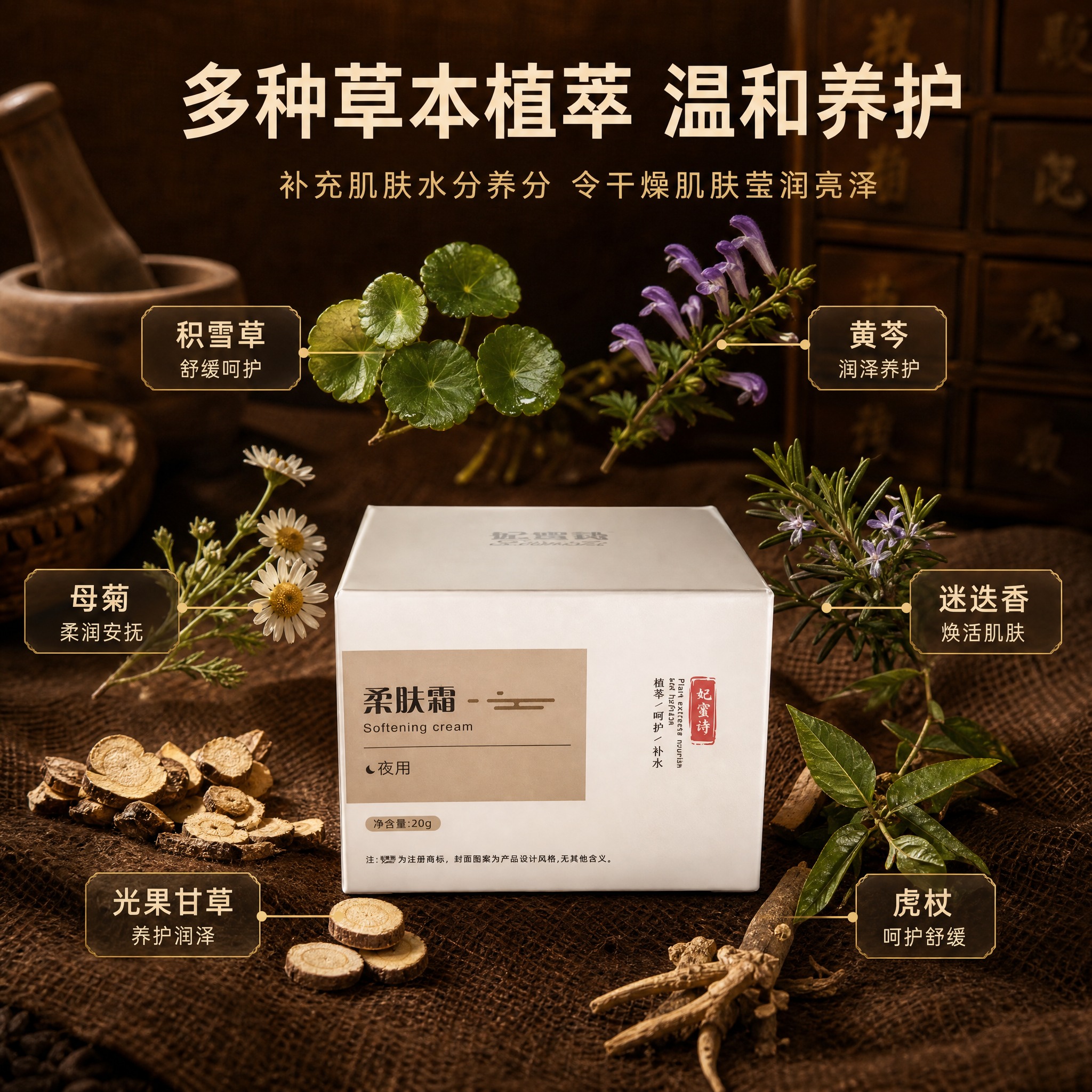 [主图-2] 核心功效成分解析，多种草本植萃功效展示。 [统一… - 图片创意预览