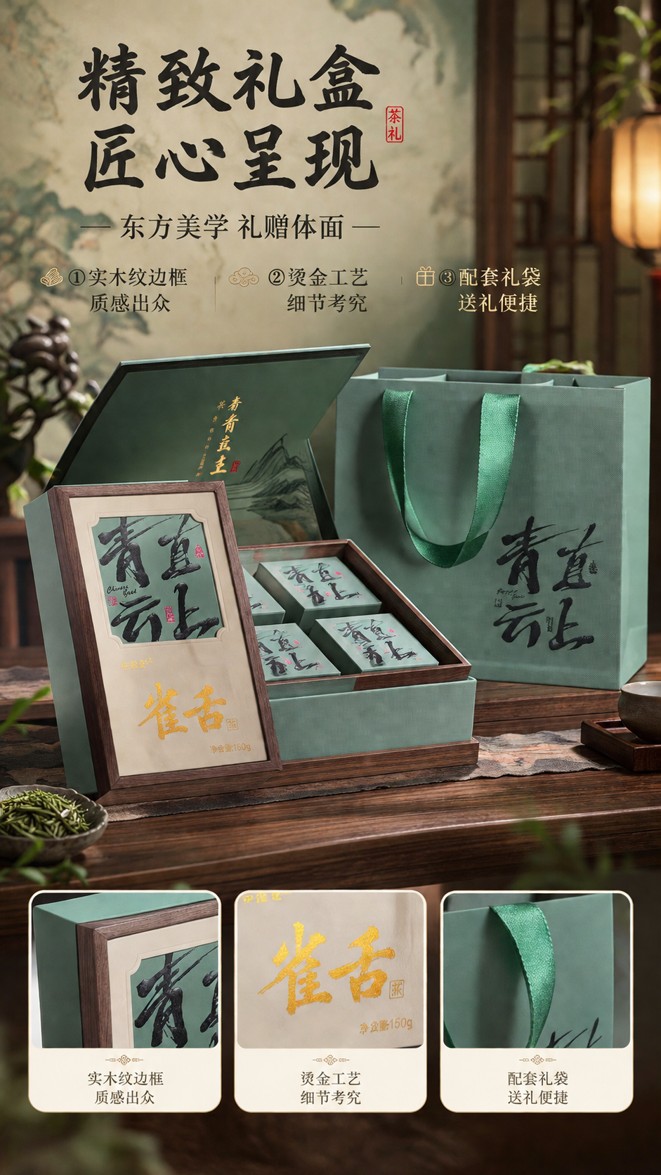 [商品] 使用【图1】青云直上雀舌绿茶礼盒，礼盒为画面绝对主体… - 图片创意预览