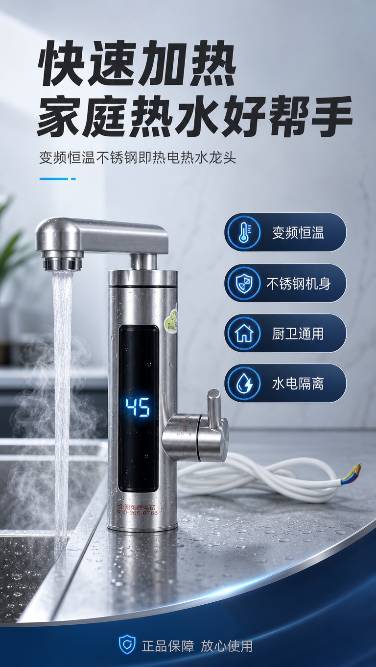 [商品] 使用【图1】不锈钢即热式电热水龙头；保留圆柱形不锈钢… - 图片创意预览