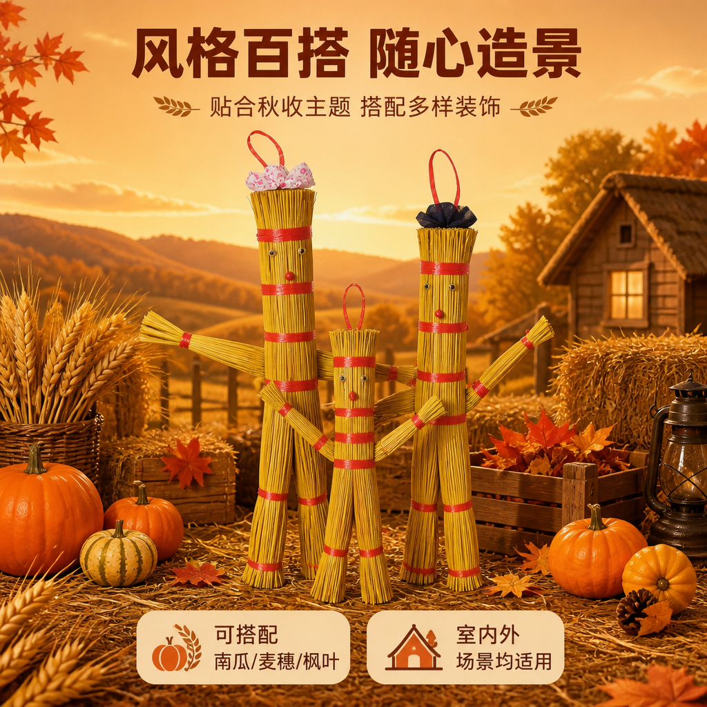 [商品] 使用【图5】一家三口糯草人套装；保留三款造型、糯稻秆… - 图片创意预览