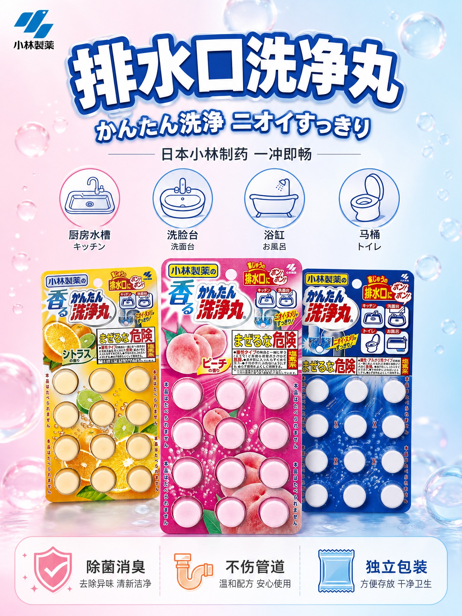 [主图-1] 首图 产品识别与购买欲 一眼看懂小林制药排水管道… - 图片创意预览