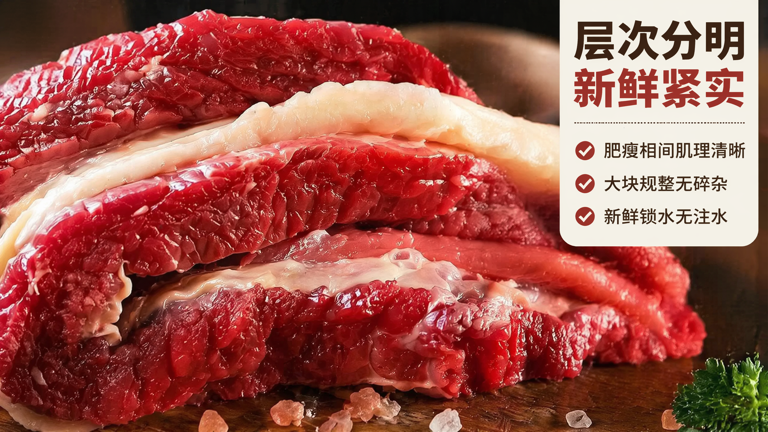 [第4屏] 外观分辨辨识篇-牛腩纹理细节微距特写。本屏使用【图… - 图片创意预览
