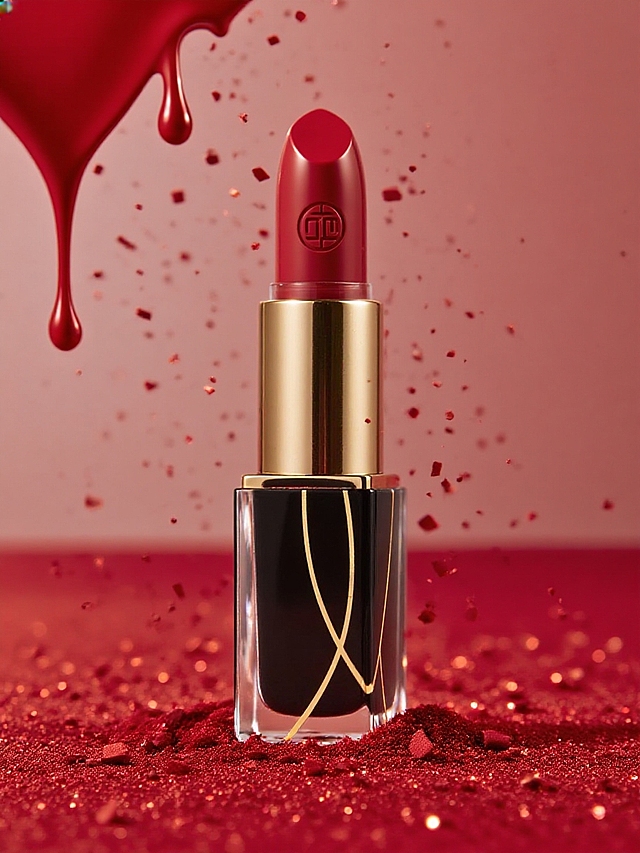 鎏金风与金属质感交织，3D重拟物设计展现奢华体积感，光影流动中突显时尚潮流，红金碰撞演绎节日惊艳。