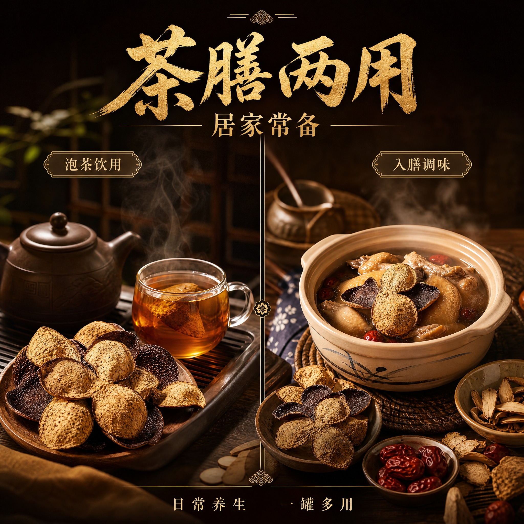 [主图-5] 新会陈皮使用场景图，核心任务：展示茶膳两用居家常… - 图片创意预览