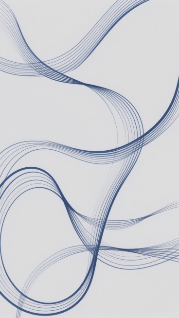 极简主义风格的线条背景设计，以纯净的浅灰色为底色，覆盖着流畅飘逸的深蓝色曲线线条，线条粗细均匀，呈现出波浪状、螺旋状和交叉缠绕等多种不同纹路风格，整体构图充满动感与韵律感，线条之间的留白恰到好处，营造出简洁、现代且富有视觉张力的抽象艺术氛围，具有极高的设计感和信息传达效率。预览效果