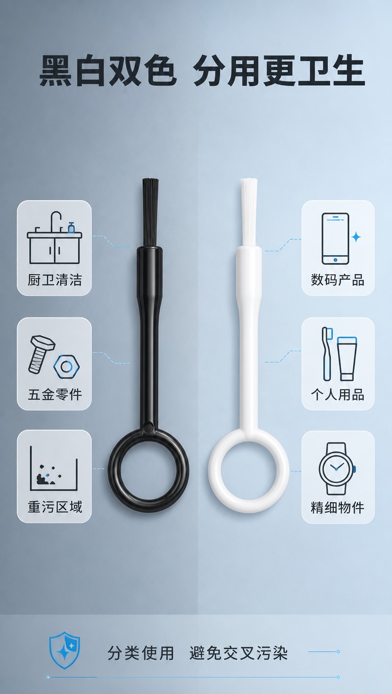 [商品] 使用【图1】迷你环形缝隙清洁刷，黑白双色款；保留环形… - 图片创意预览