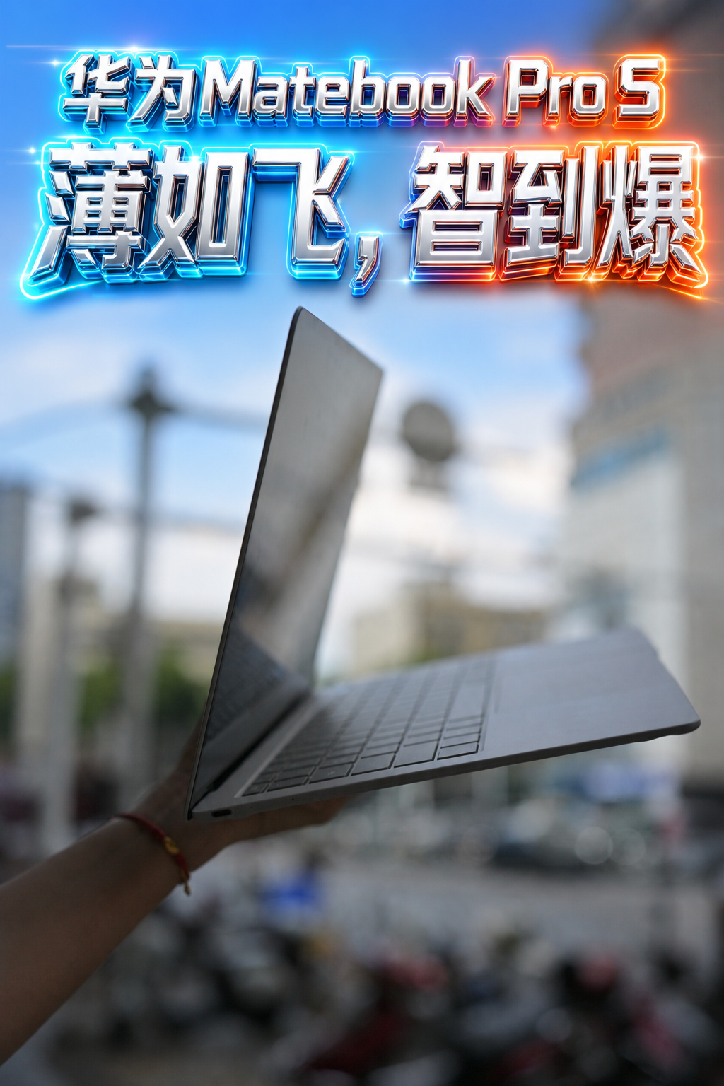 在原图基础上添加艺术字："华为Matebook Pro S 薄… - 图片创意预览