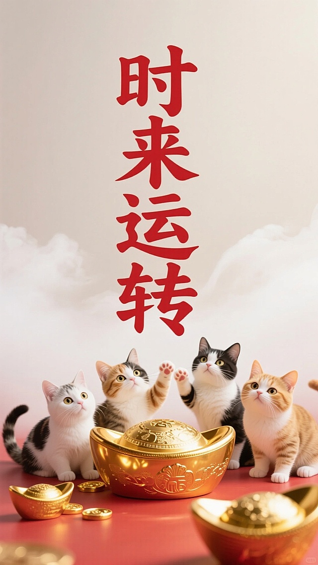 希望能够像猫咪一样慵懒，在迷茫的云雾中转运的同时迎来财运的美好期许