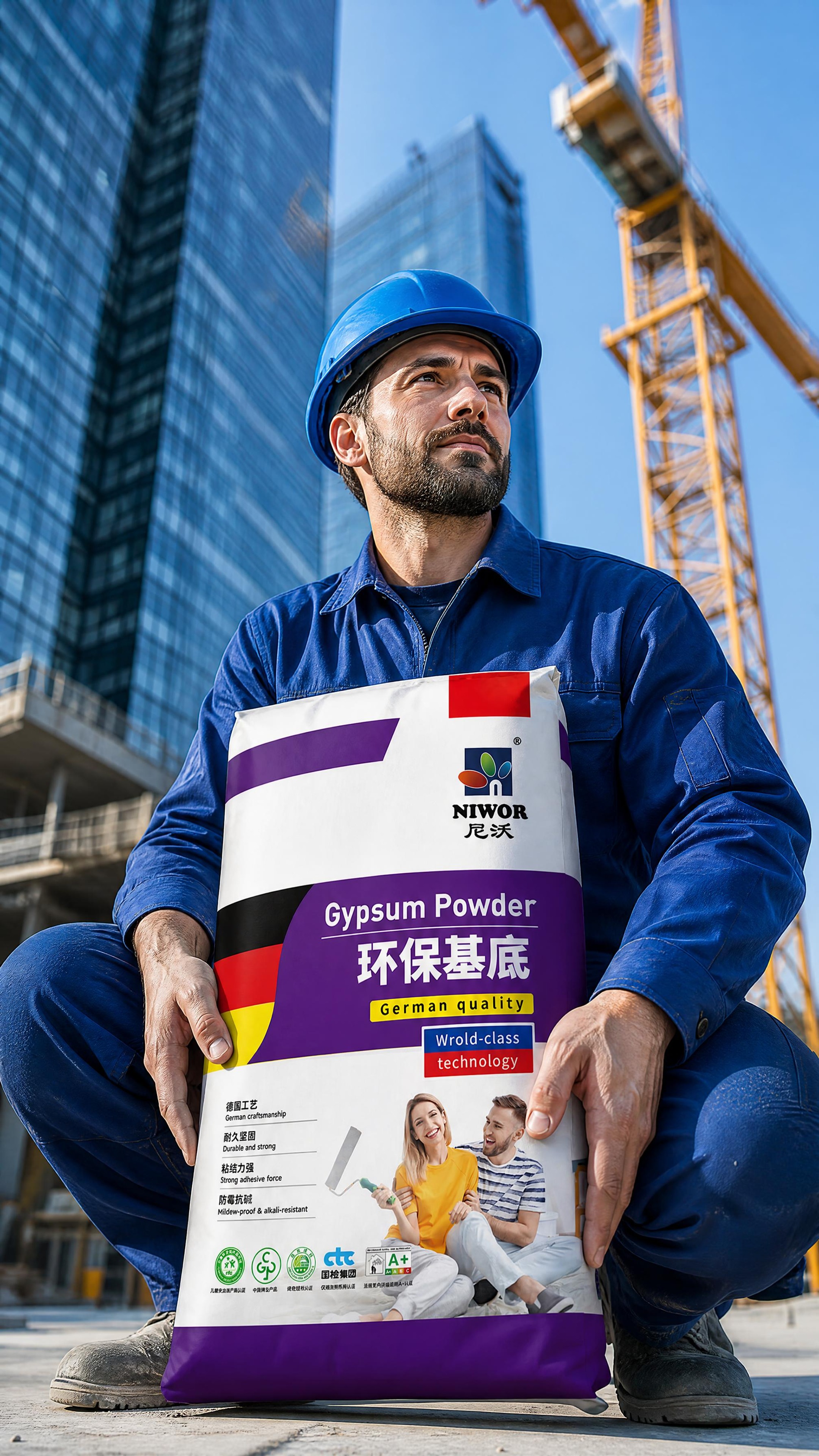 竖版国际建材商业广告摄影，略微低角度仰拍视角。晴朗白天户外建筑… - 图片创意预览