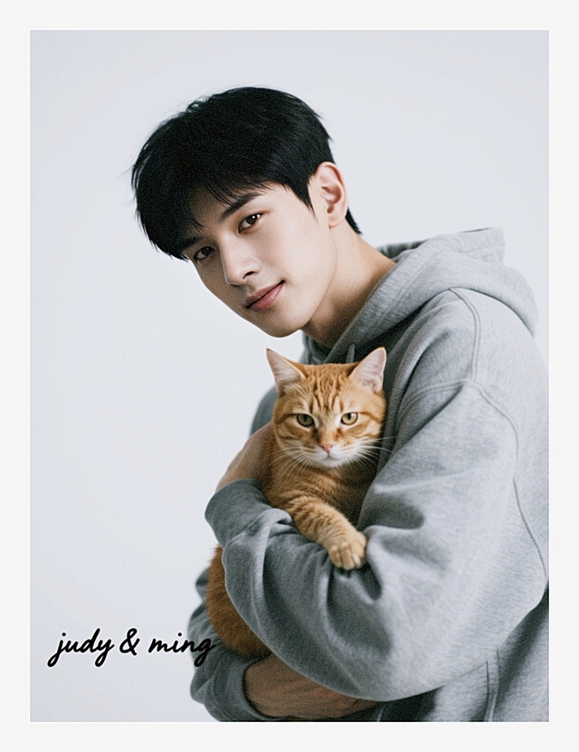 写实风拟人猫，柔和色调营造舒适清新感，人物与宠物亲密互动。