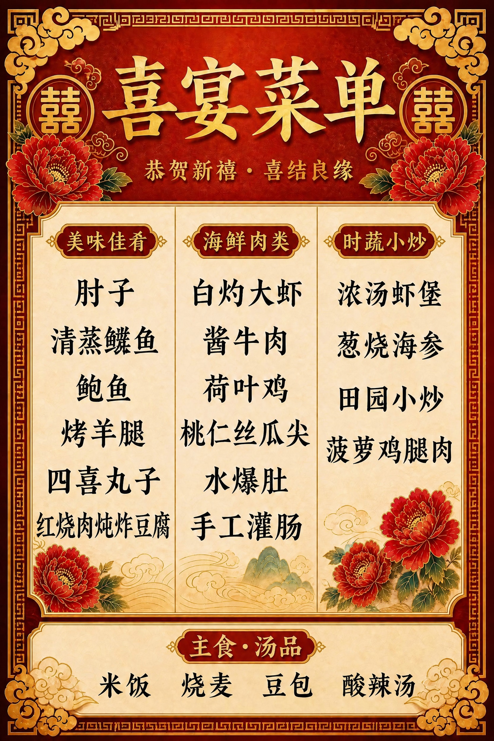 基于参考图，将第一列菜品中的"清蒸鳝鱼"修改为"清蒸鲽鱼"，其… - 图片创意预览
