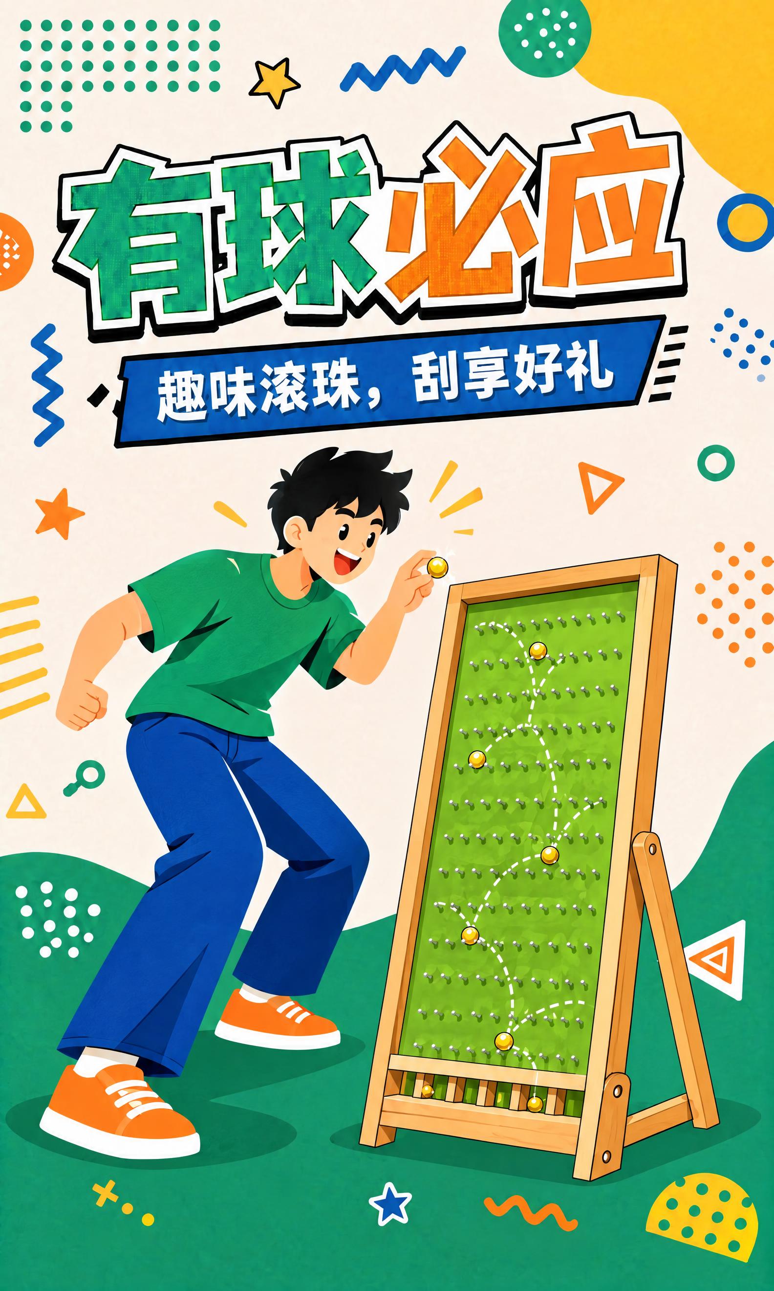保留原图整体构图、标题文字"有球必应"和副标题"趣味滚珠，刮享… - 图片创意预览