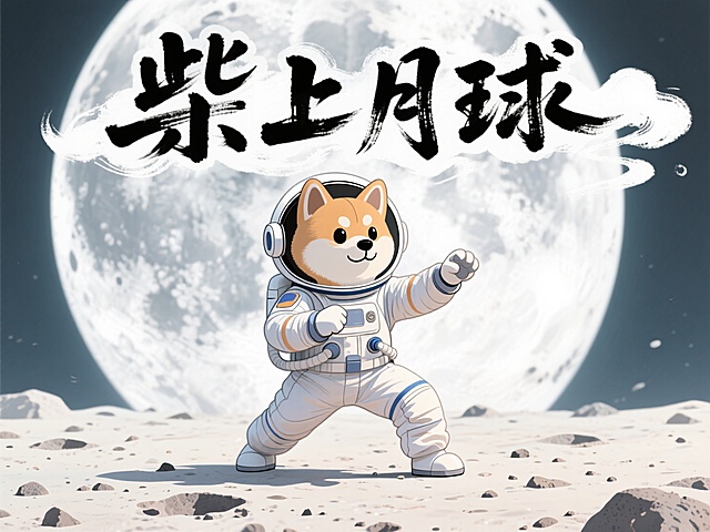卡通柴犬身着宇航服，拟人化探索月球，未来感十足，创意独特。
