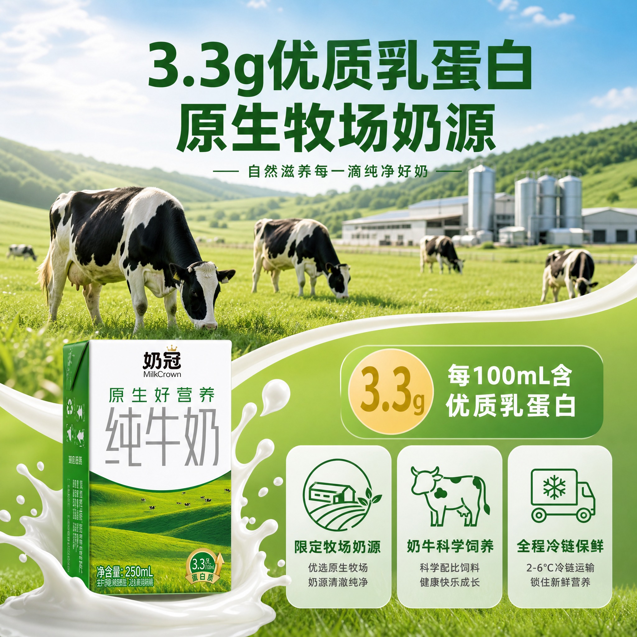 [主图-2] 核心亮点与产地溯源图，展示3.3g优质乳蛋白核心… - 图片创意预览