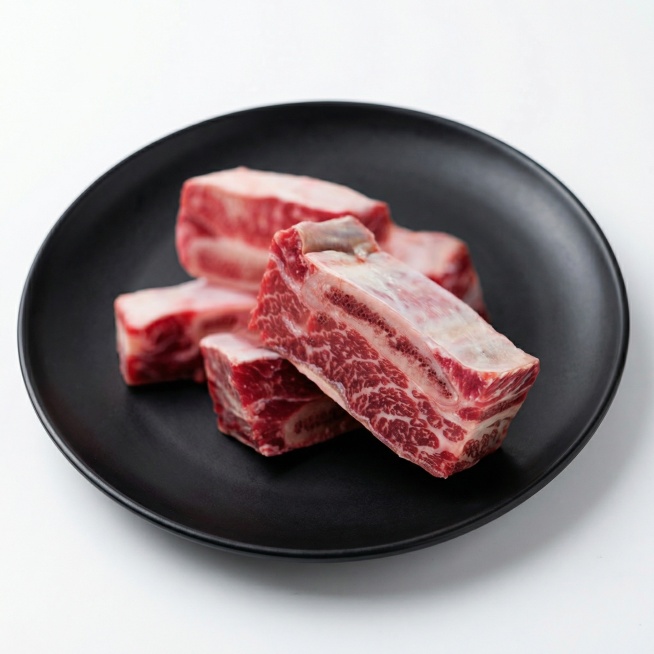给肉装在黑色平盘里预览效果