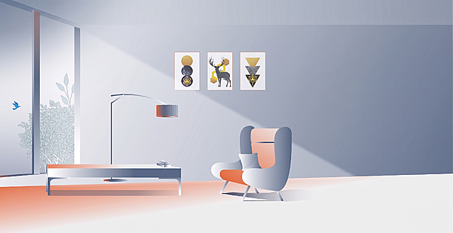 去除图片中所有文字，保留原有的家具、装饰和场景构图，保持原画面风格和配色不变