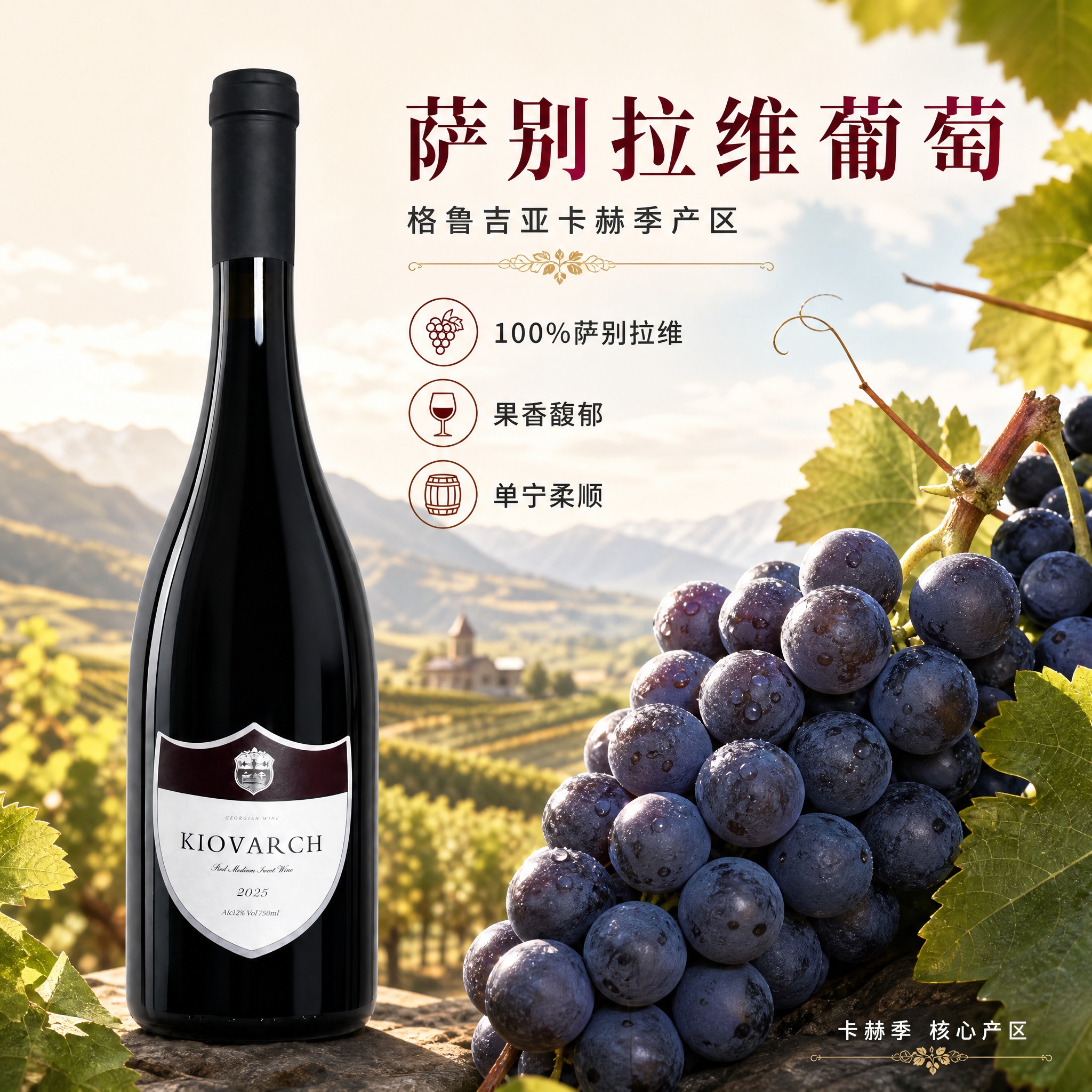 [主图-2] 产地品种溯源图，展示萨别拉维葡萄品种与格鲁吉亚卡… - 图片创意预览