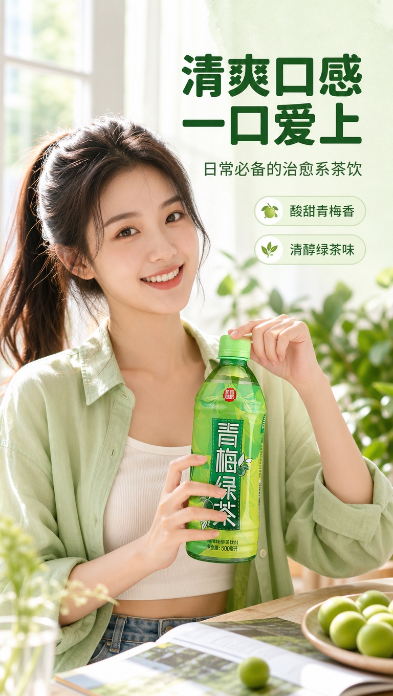 [商品] 使用【图1】茶派青梅绿茶500ml瓶装饮料；保留瓶身… - 图片创意预览