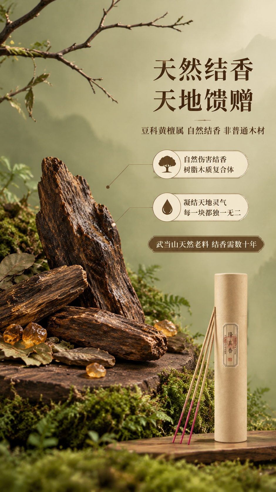 [商品] 使用【图1】牛皮纸筒包装、【图4】线香斜靠展示；保留… - 图片创意预览