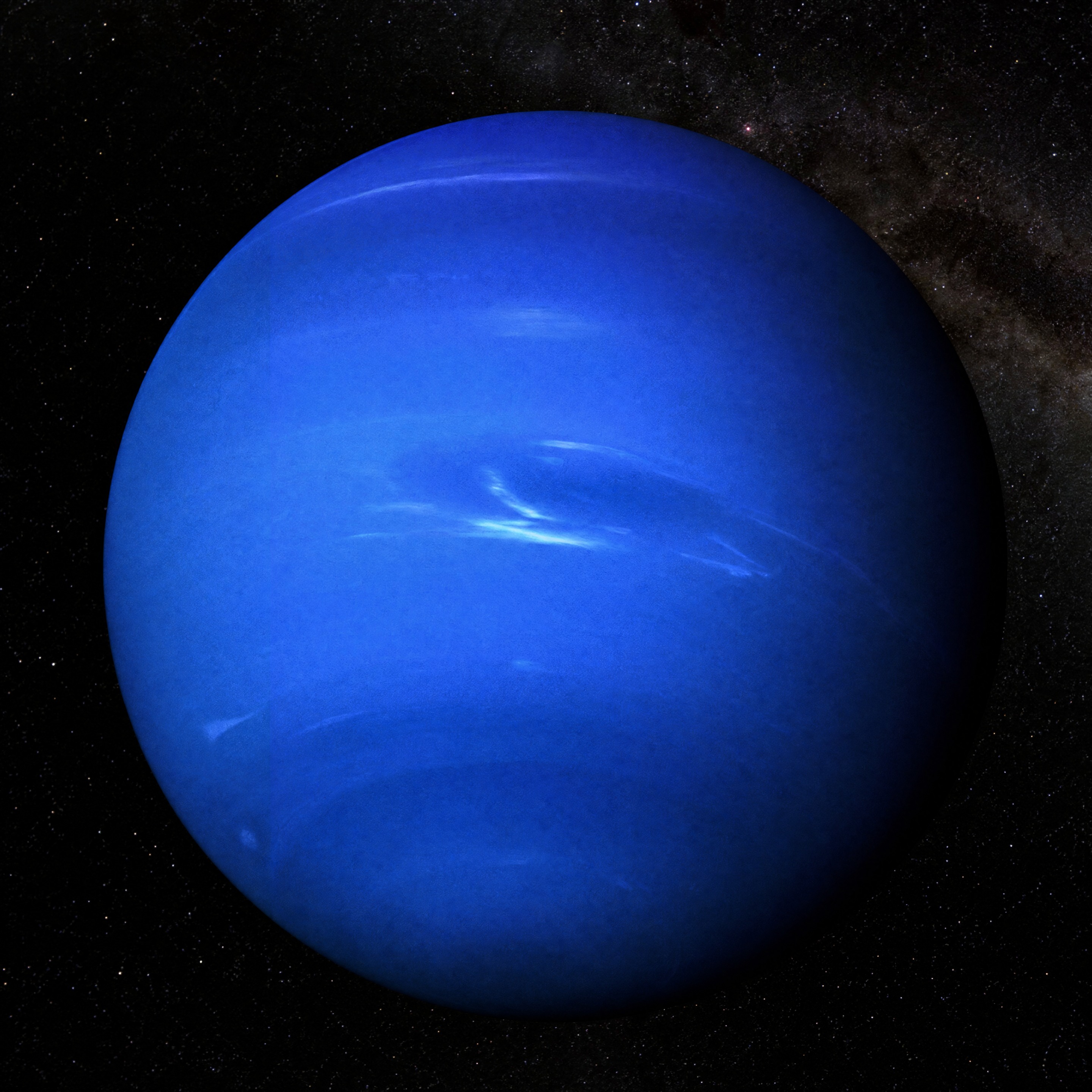 高清海王星图片，深蓝色冰巨星，表面有大气风暴纹理，圆形星球，宇… - 图片创意预览