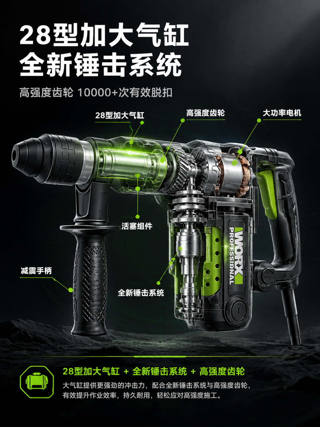 [商品] 使用【图1】威克士WU328 1200W工业级电锤；… - 图片创意预览
