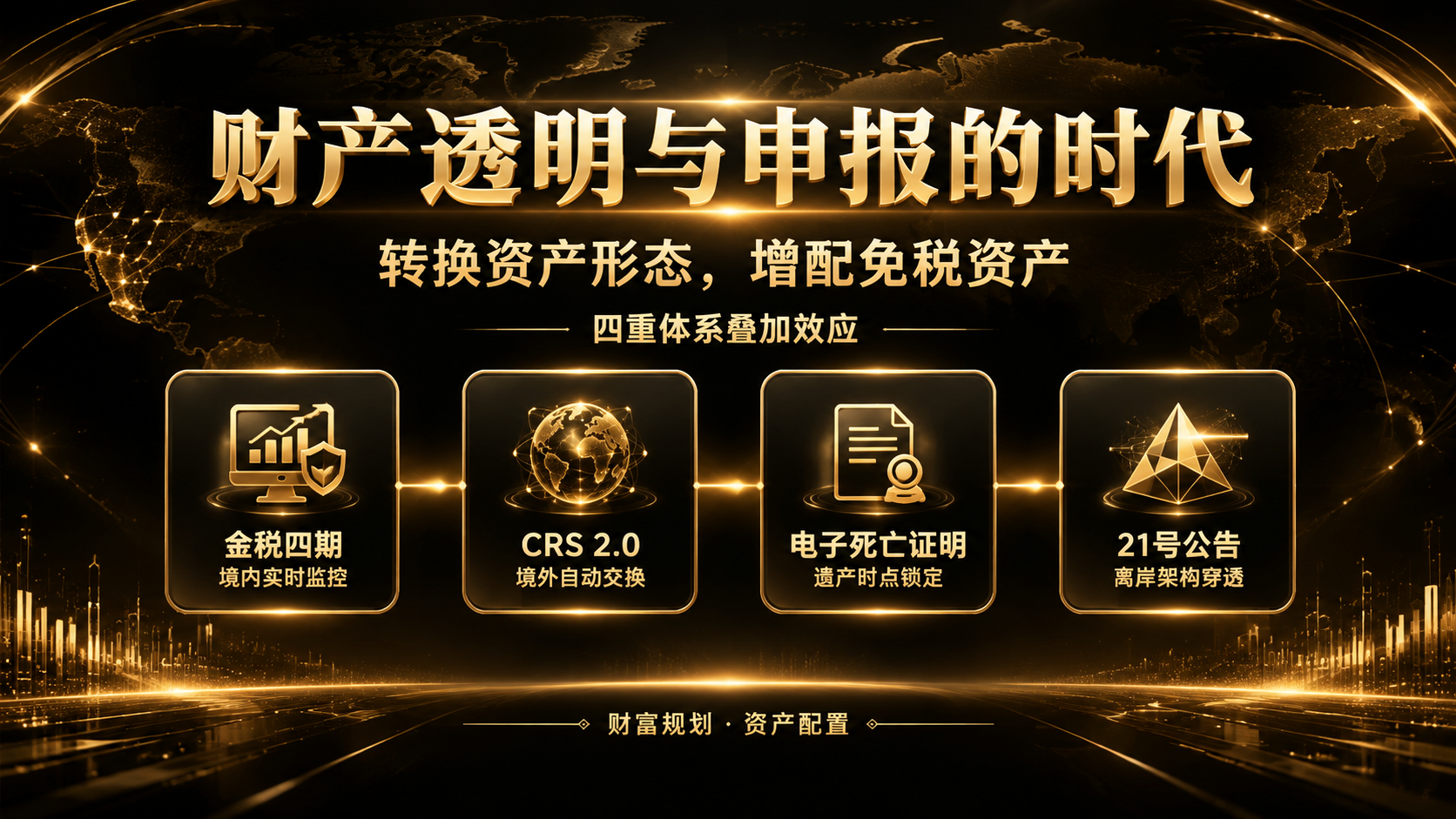 高端金融财富管理海报，黑金色系，PPT横版16:9尺寸。深邃纯… - 图片创意预览