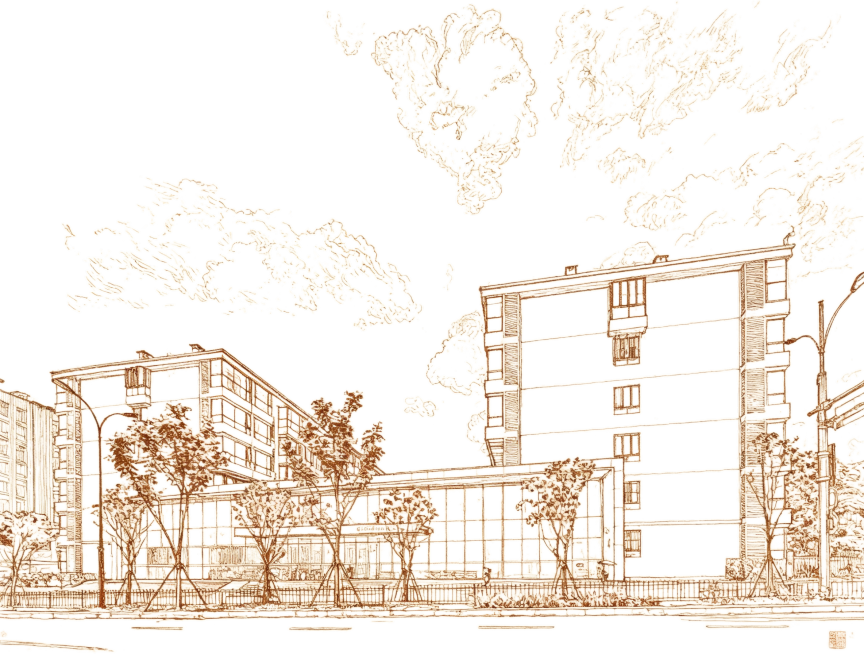 将图片转为棕色线条图，保留建筑和景物的轮廓结构预览效果